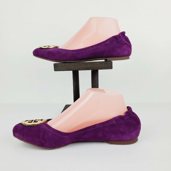 Tory Burch Women's Reva Slip On Ballet Flats Gold Logo Sz 7.5M NICE! - Picture 3 of 11